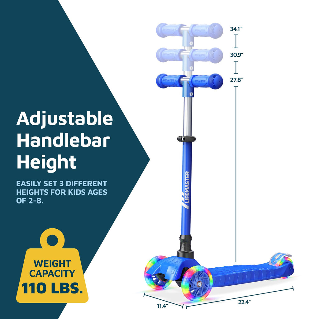 3-Wheel Kids Scooter with Wheel Lights, Adjustable Handlebar K61016
