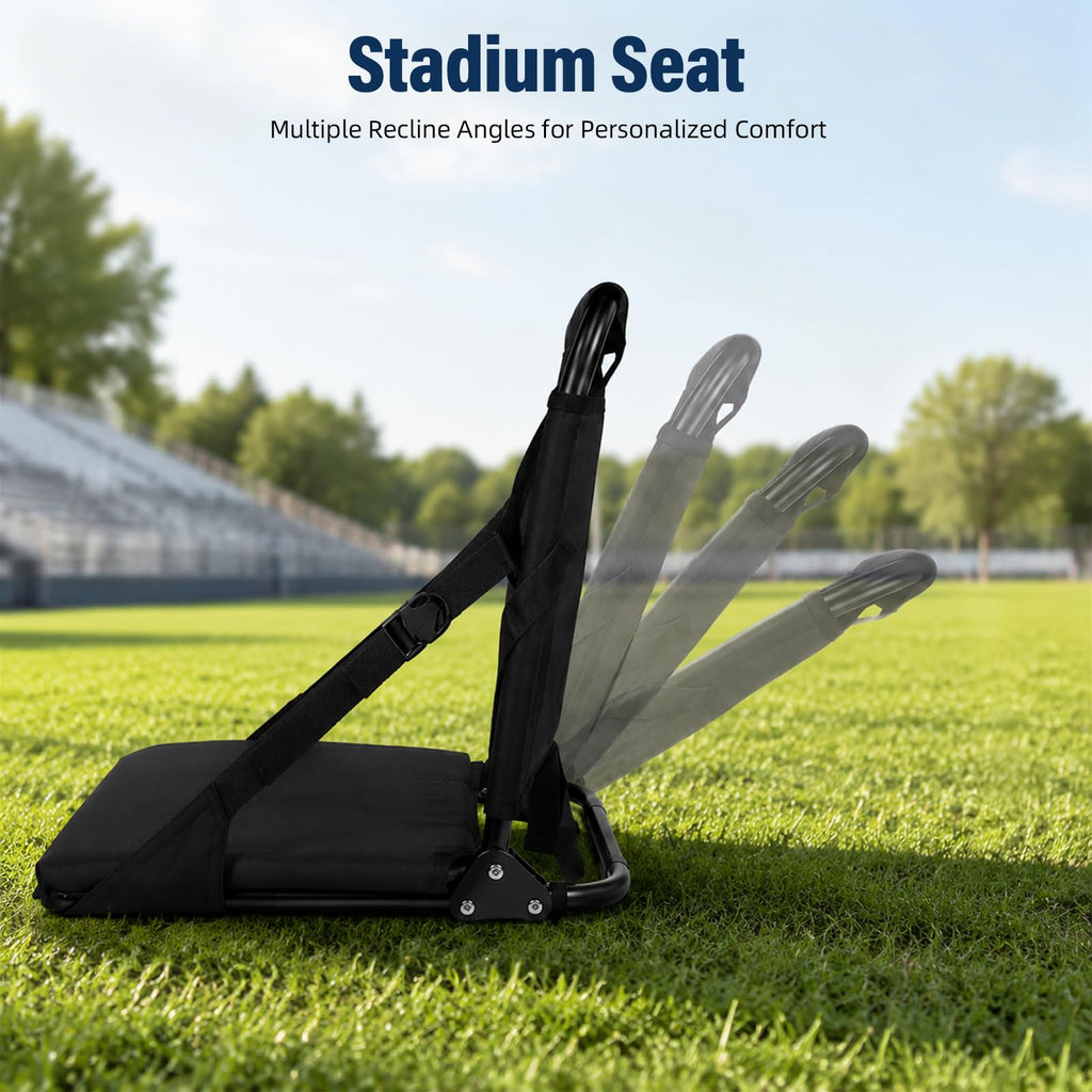 Portable Stadium Seat with Back Support and Storage Pockets X6868