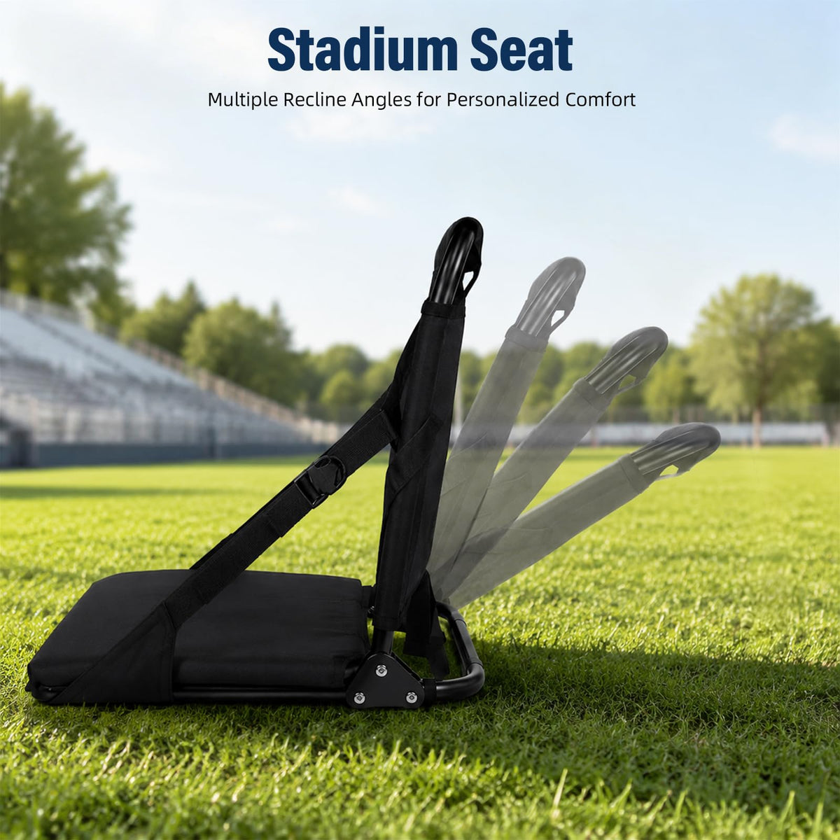 Portable Stadium Seat with Back Support and Storage Pockets X6868
