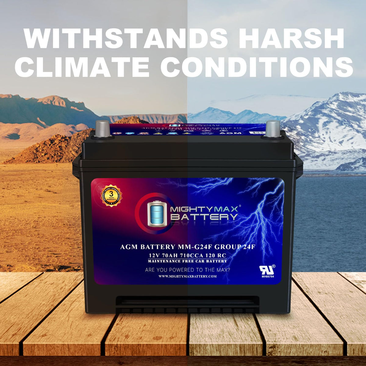 12V 70Ah AGM Replacement Battery J2905