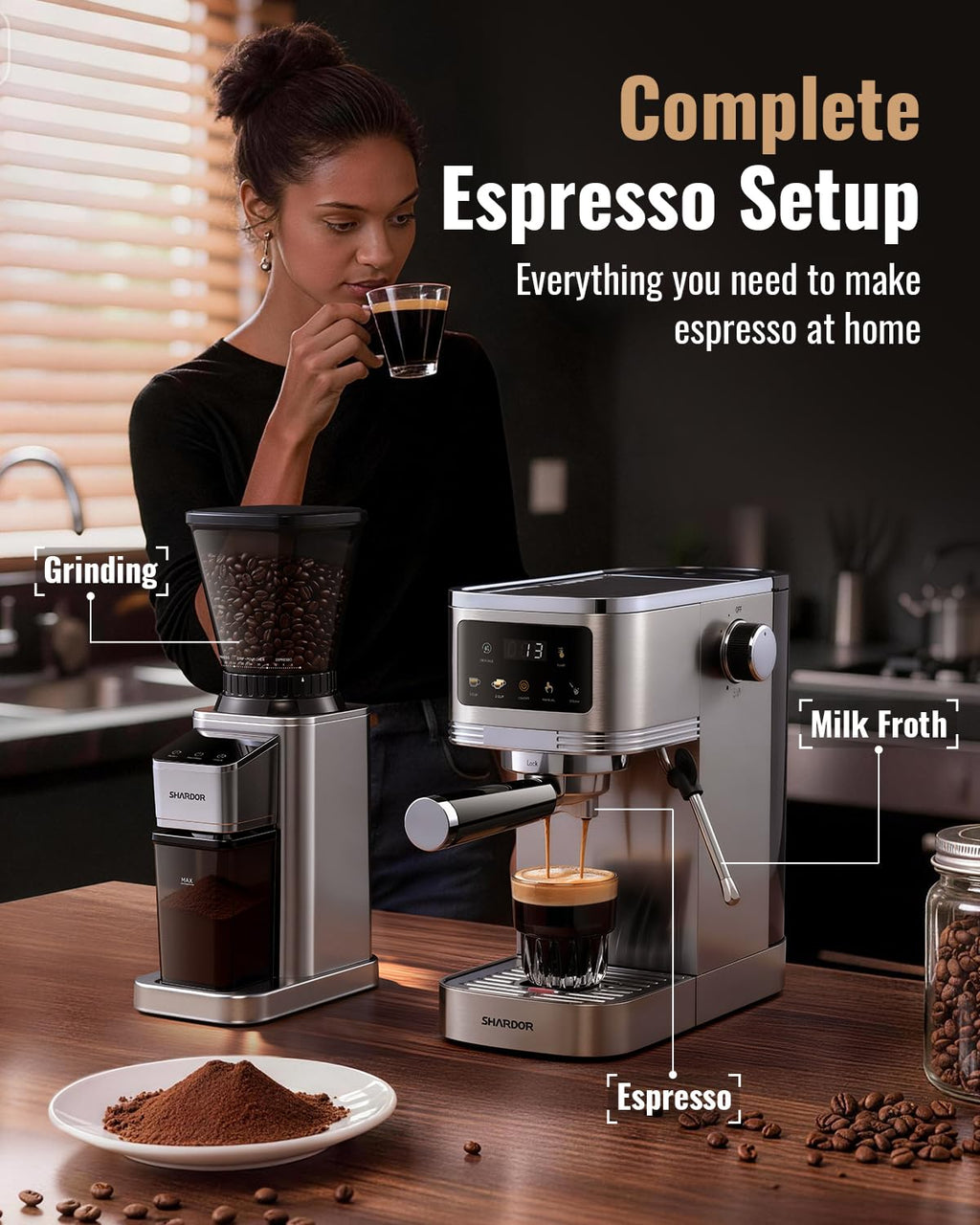 Espresso Machine with Grinder and 48 Grind Settings U46890