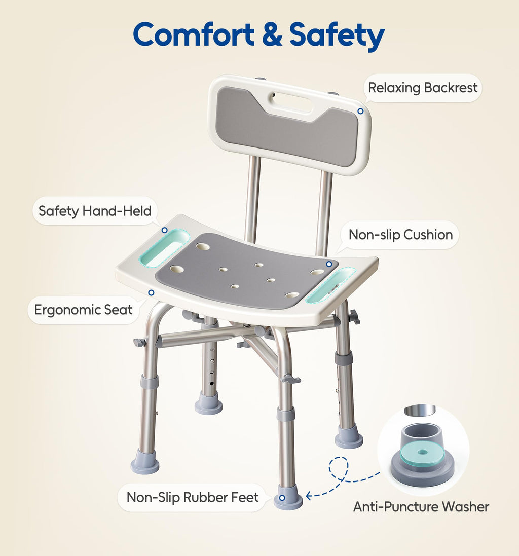 Shower Chair with Back Seat Bench C835