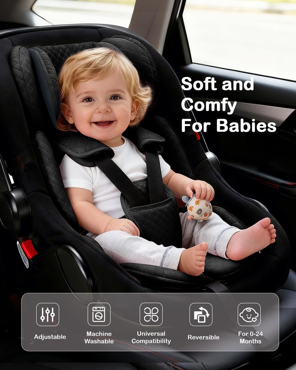 Infant Car Seat Insert with Adjustable Head Support, Black C62653