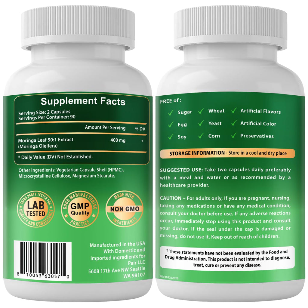 Moringa Oleifera Extract Capsules 400mg P218