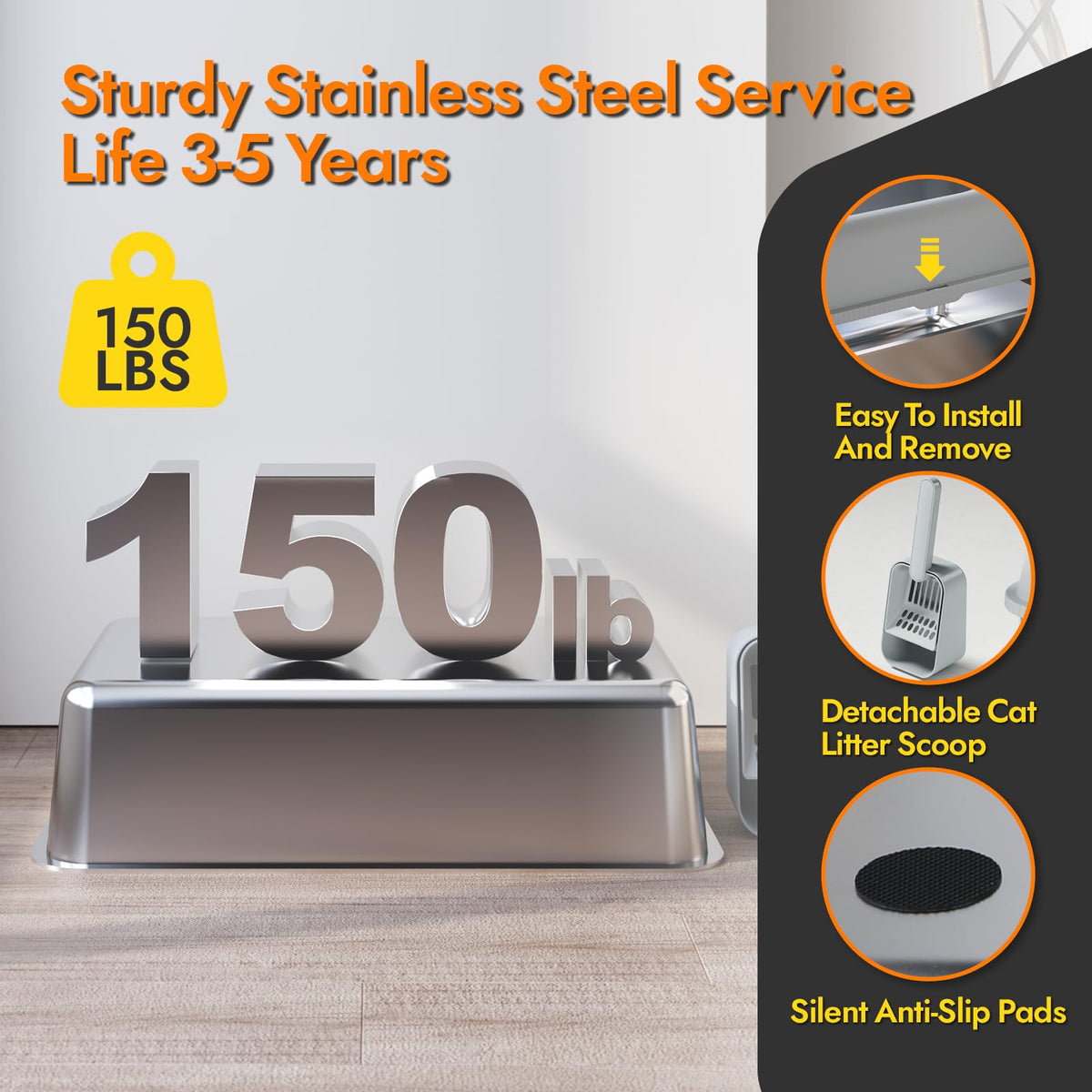 Stainless Steel Cat Litter Box with Lid H62008