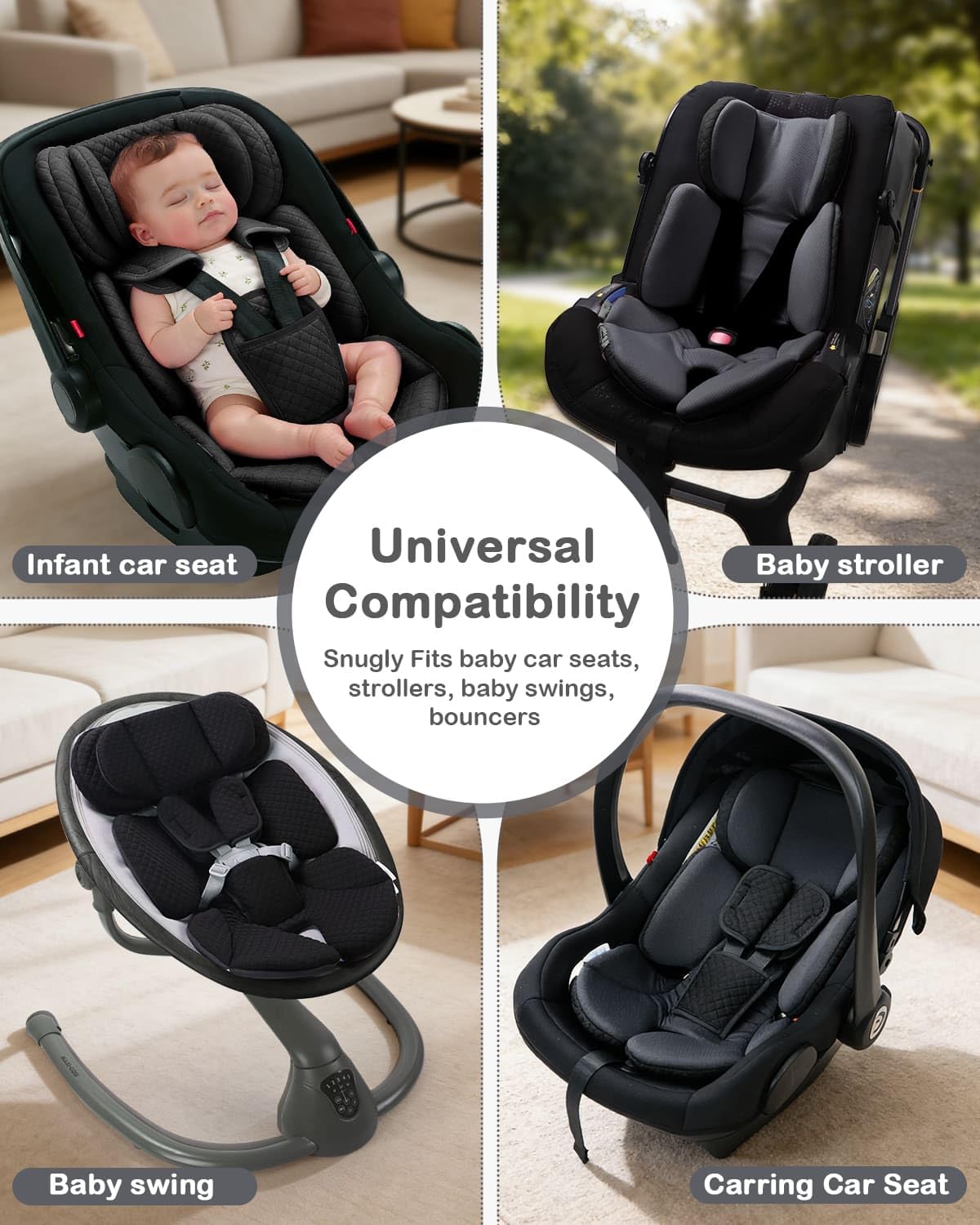 Infant Car Seat Insert with Adjustable Head Support, Black C62653
