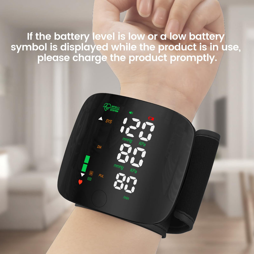 Wrist Blood Pressure Monitor Led Display Black Q6326