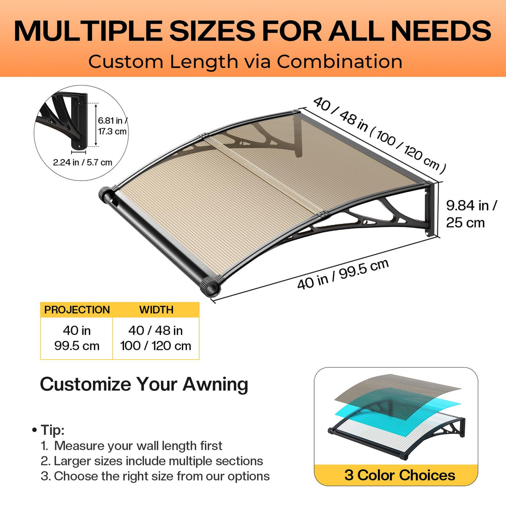 40x48in UV Rain Proof Door Awning B742