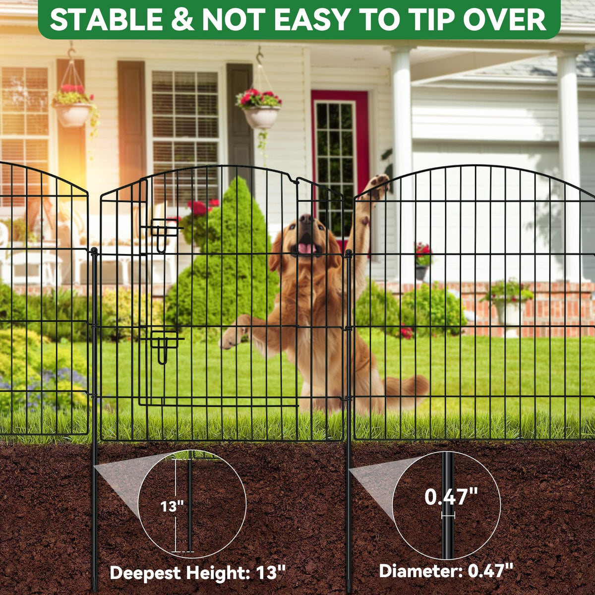 10 Panel No Dig Garden Fence with Gate D4809