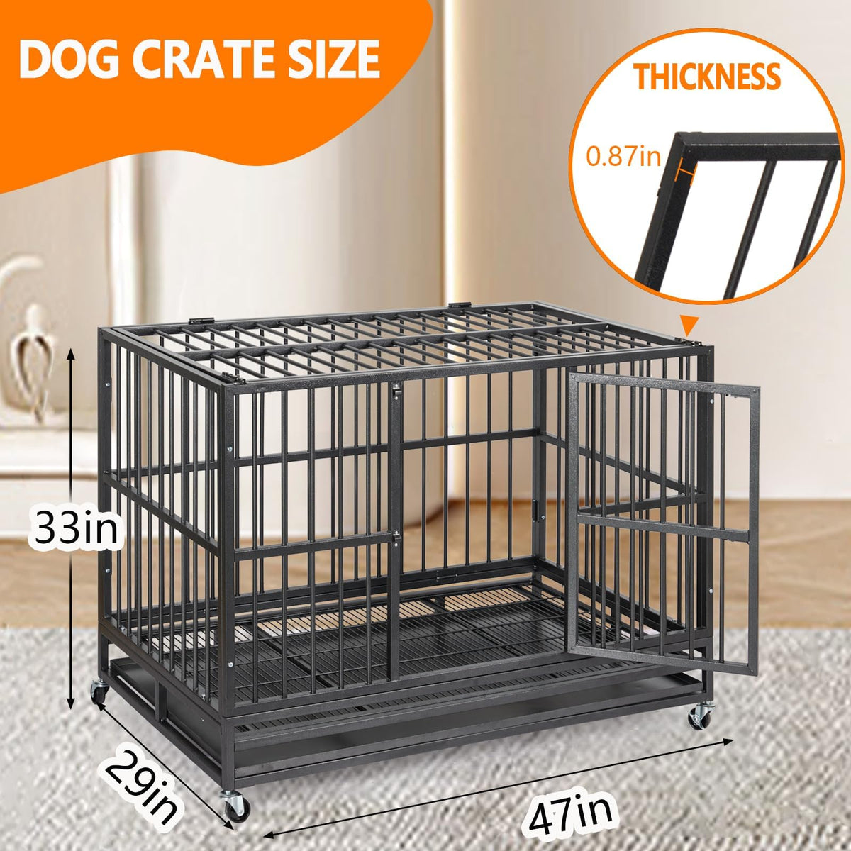 48 in Heavy Duty Dog Crate with Wheel U972147