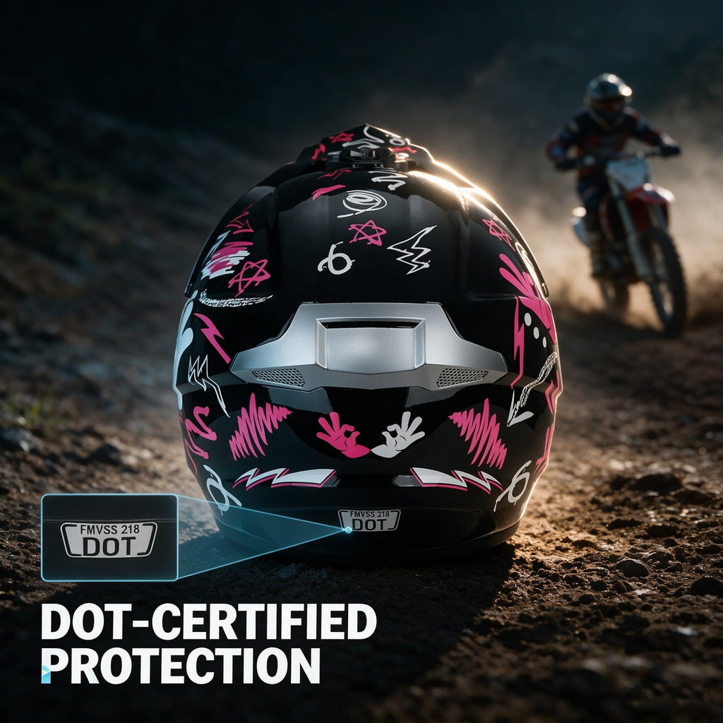 Youth Dirt Bike Helmet DOT Full Face Motocross 4-Piece Set G74066