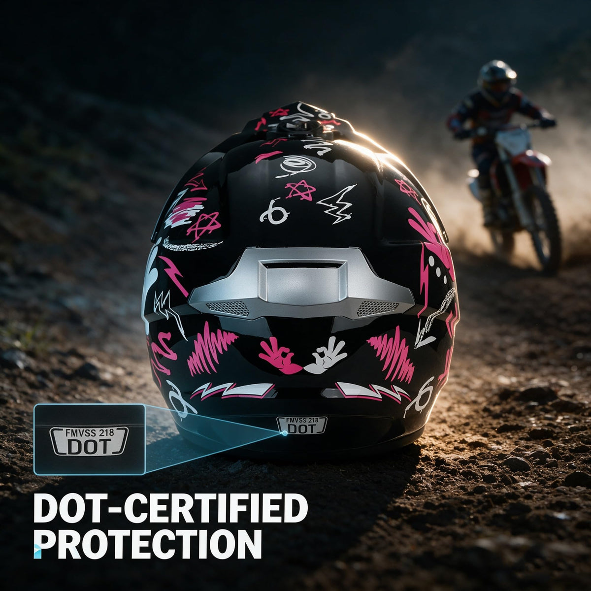 Youth Dirt Bike Helmet DOT Full Face Motocross 4-Piece Set G74066