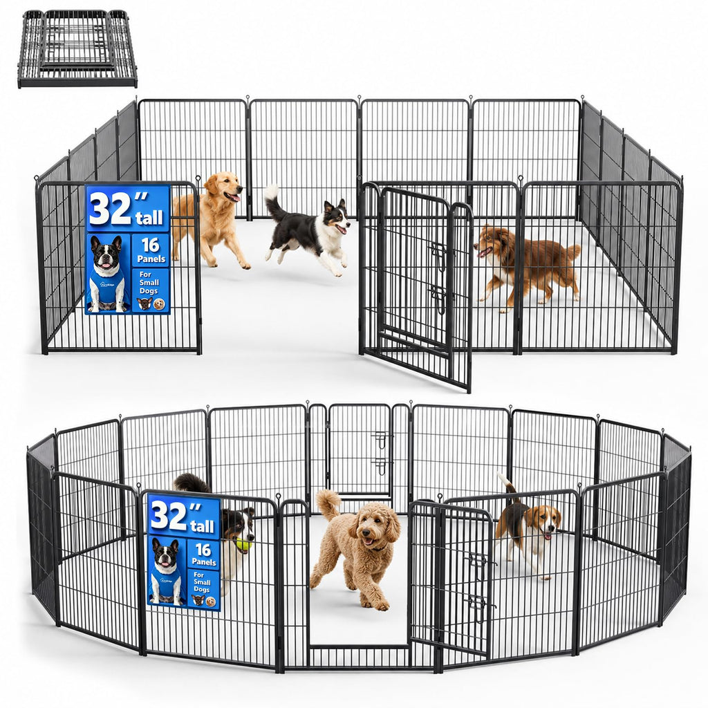 32 Inch 16 Panels Foldable Dog Playpen W231618