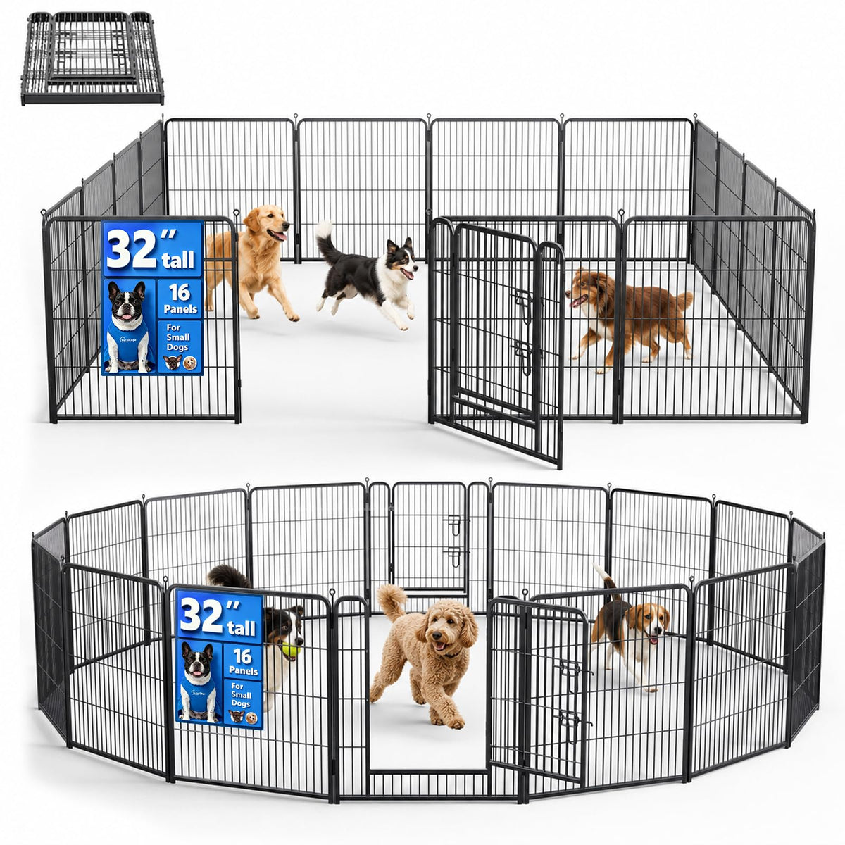 32 Inch 16 Panels Foldable Dog Playpen W231618