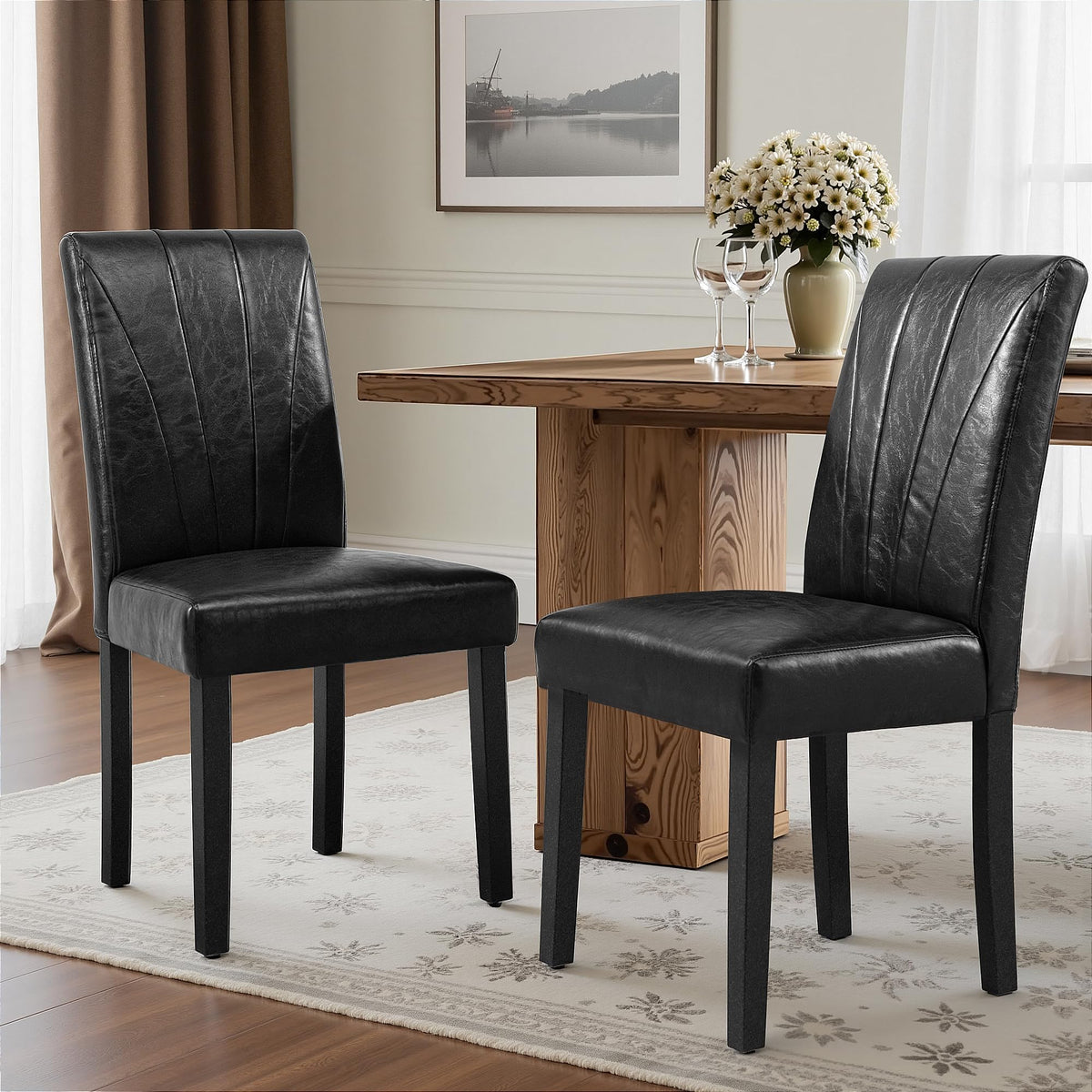 Black Upholstered Dining Chairs Set of 6 Q9929