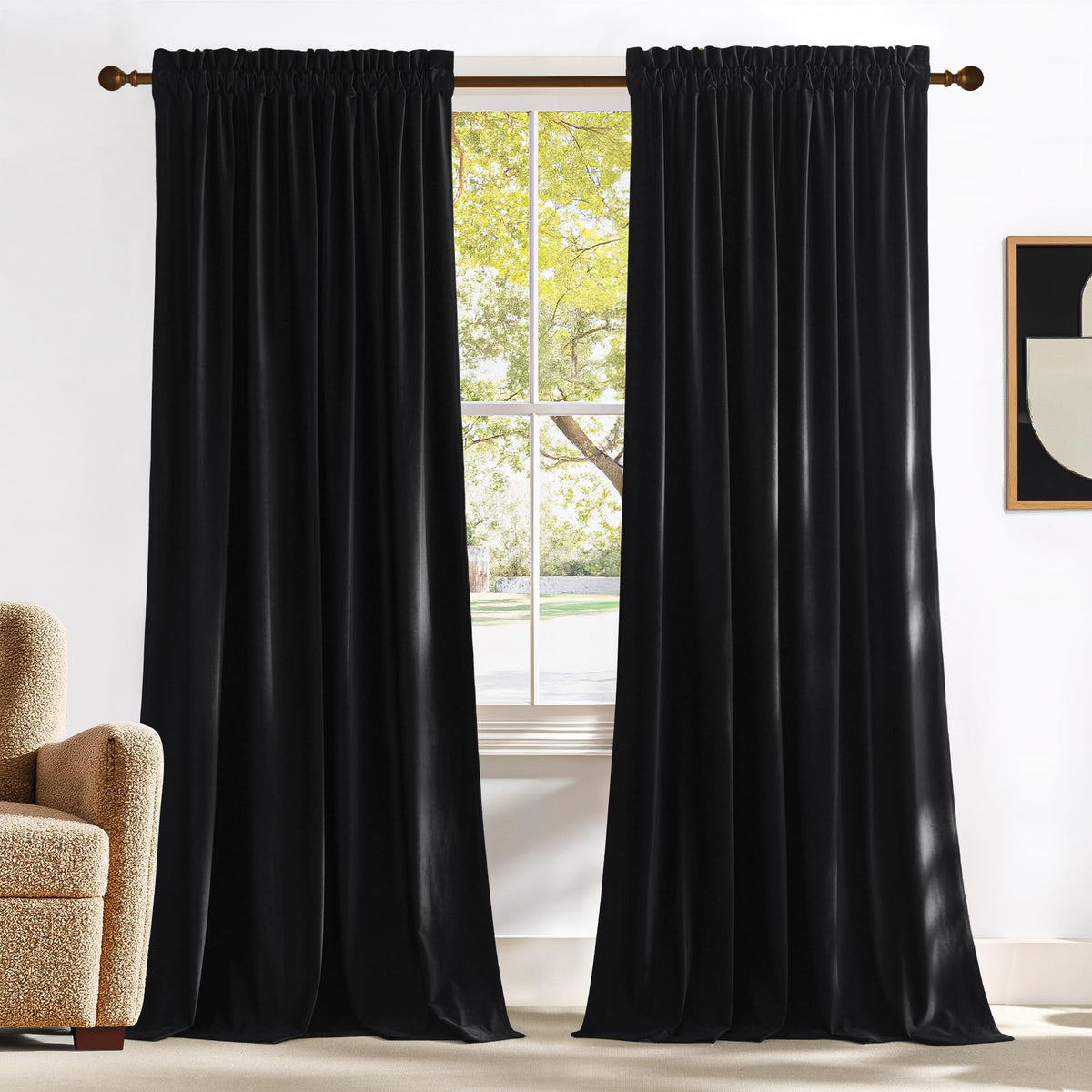 Black Out Velvet Curtains 108 inches Long Q411339