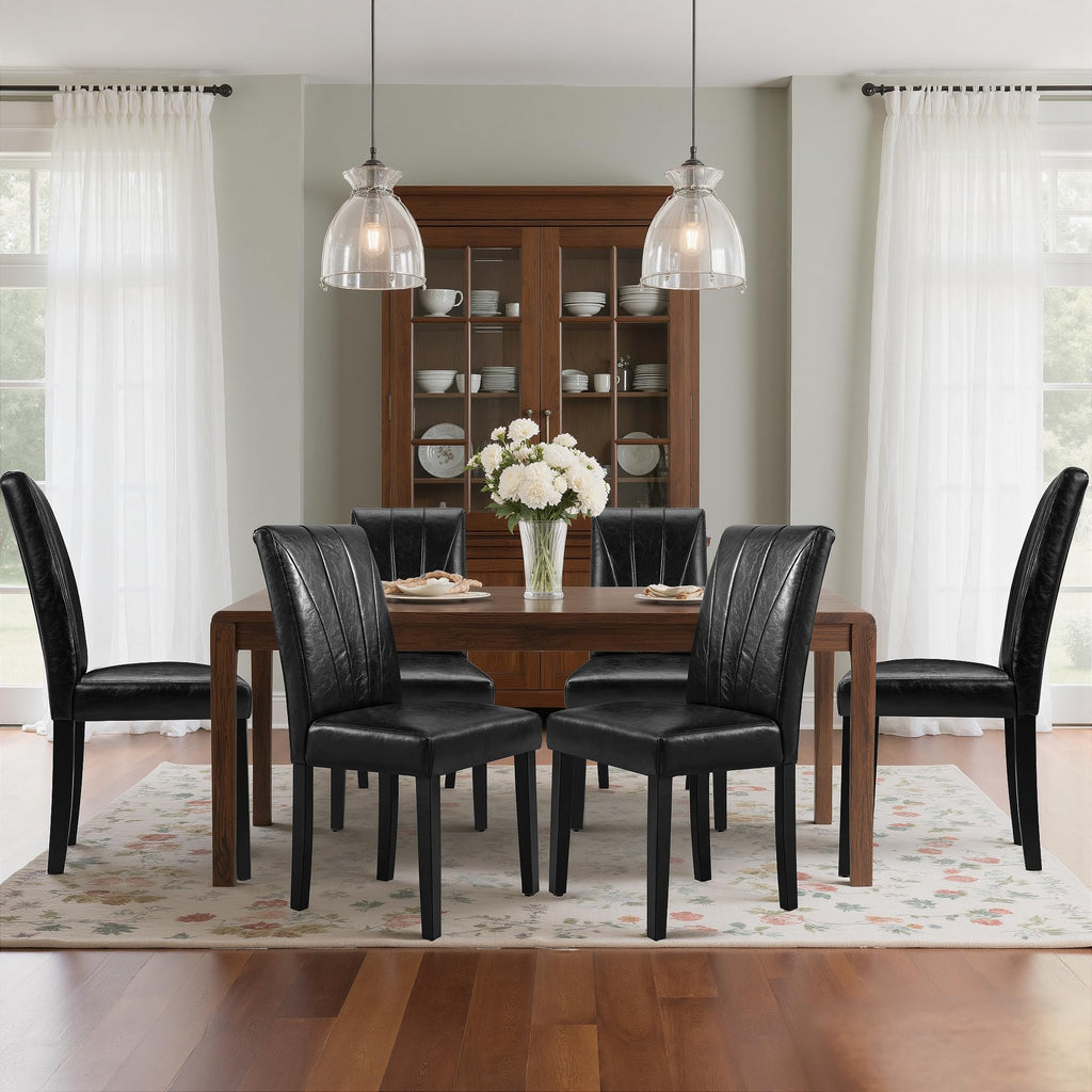 Black Upholstered Dining Chairs Set of 6 Q9929