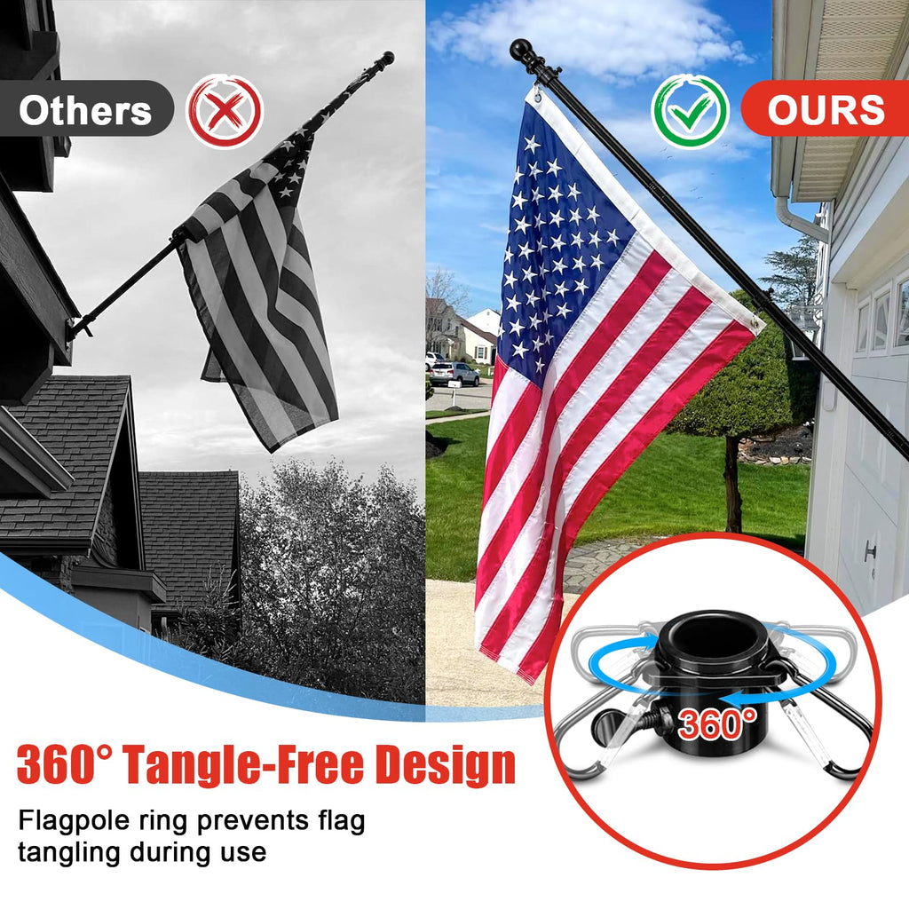 6FT Heavy Duty Tangle Free Flagpole Kit with 4x6FT Embroidered US Flag M46175
