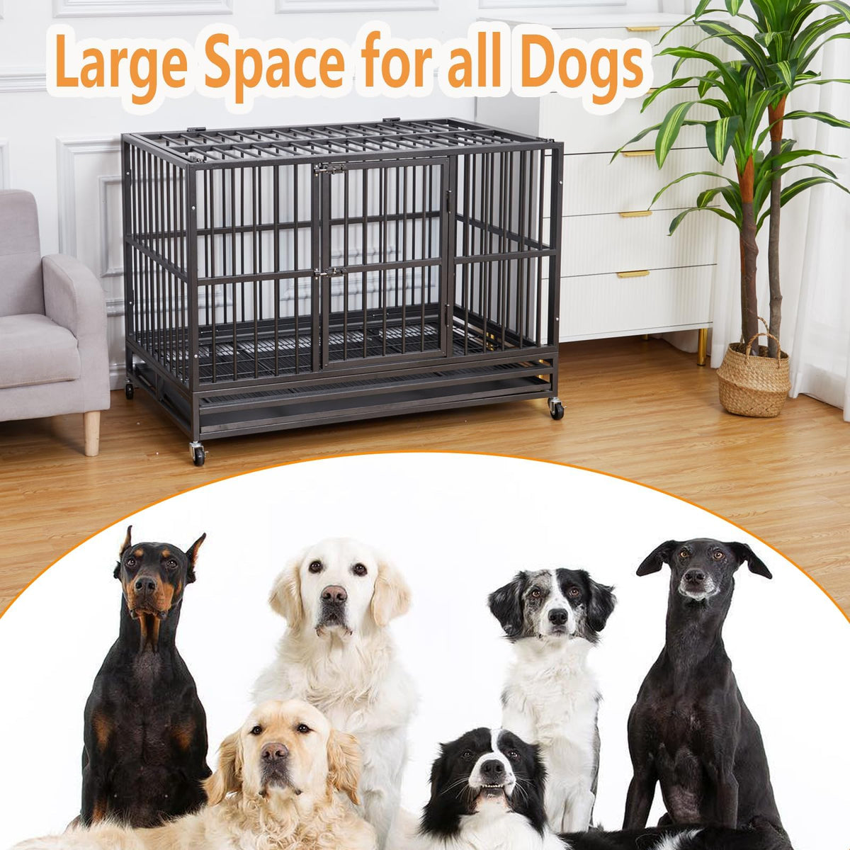 48 in Heavy Duty Dog Crate with Wheel U972147