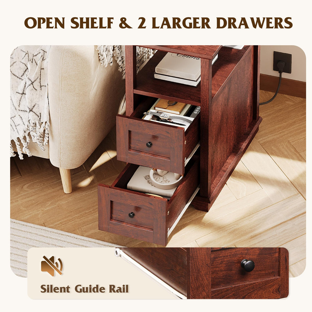 End Table with Charging Station & 2 Drawers J495492