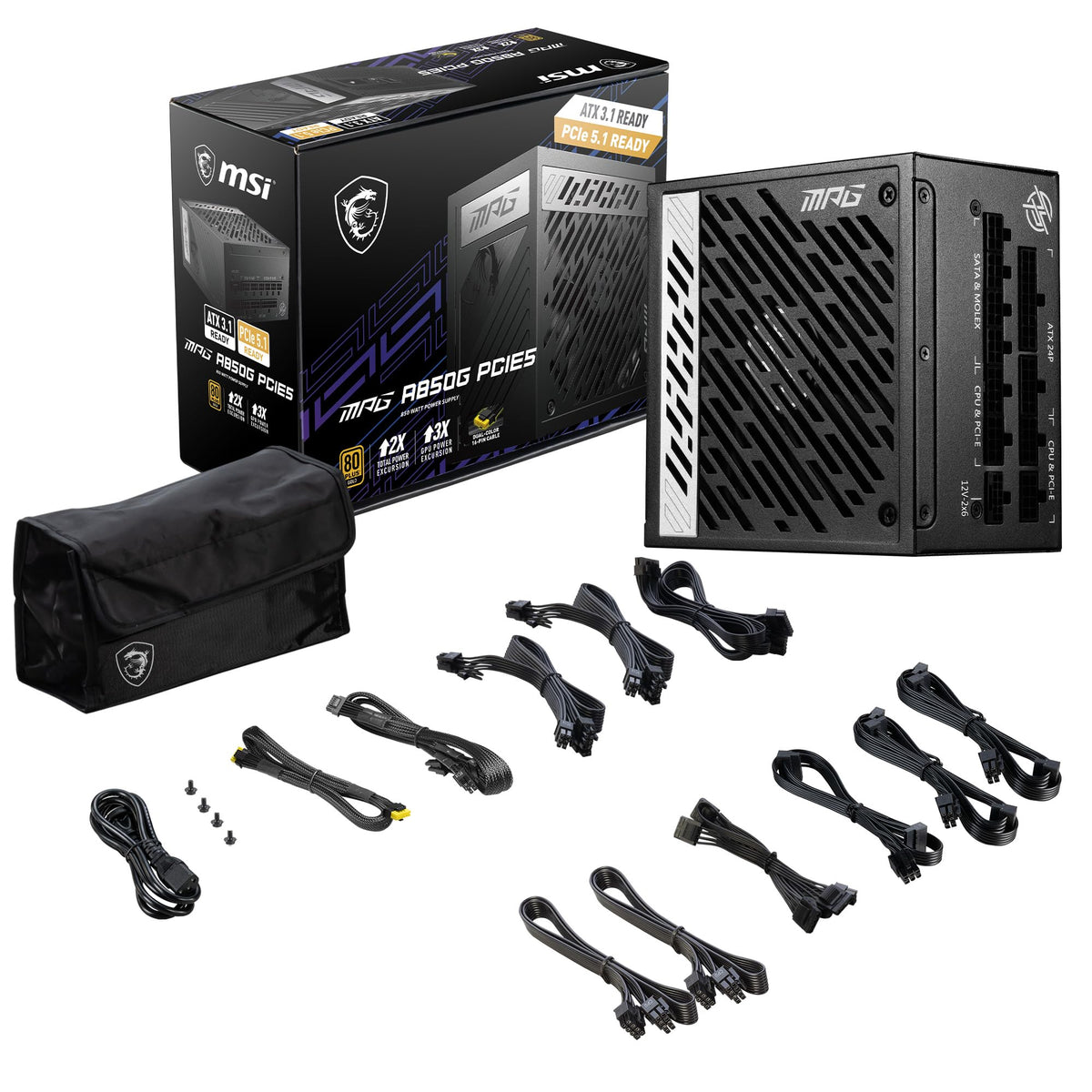 Fully Modular Compact 850W 80+ Gold ATX 3.1 Power Supply U4384