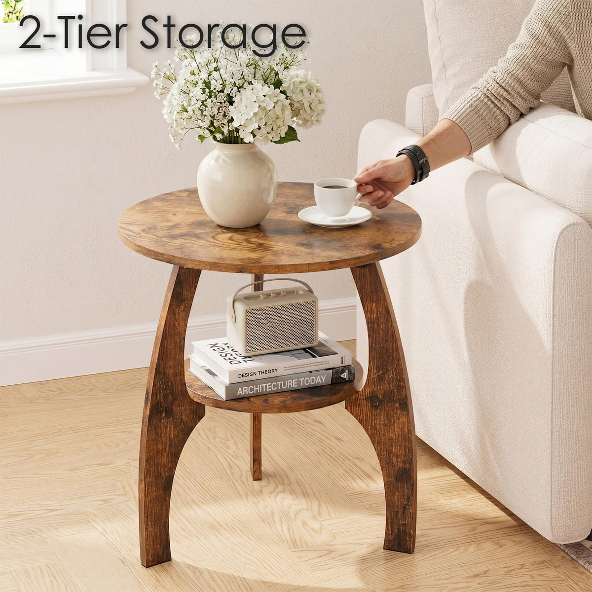 2-Tier Round Wood Side Table F645201