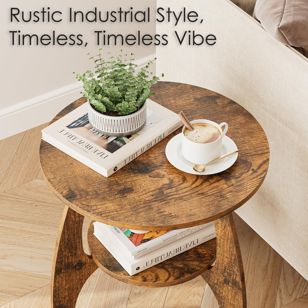 2-Tier Round Wood Side Table F645201