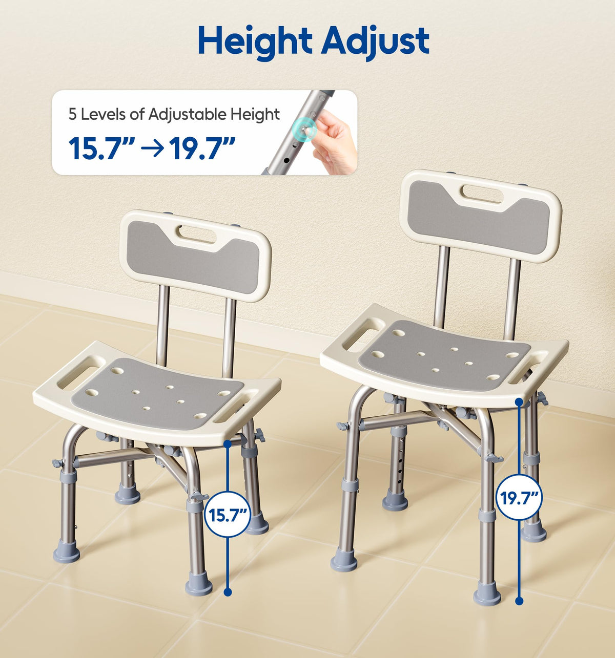 Shower Chair with Back Seat Bench C835