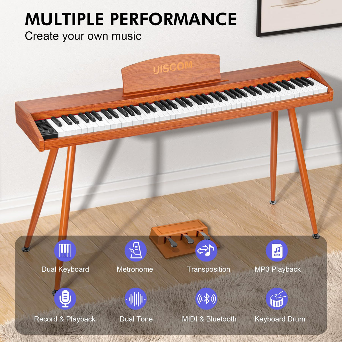 88 Key Semi-Weighted Digital Piano Keyboard T7204