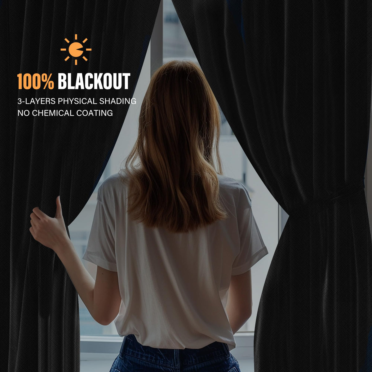 Blackout Room Divider Curtains with Ceiling Tracks Set P8545