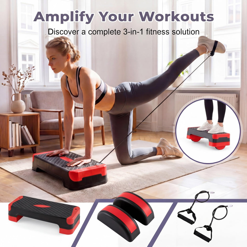 Aerobic Step Platform with Risers & Resistance Bands M383103