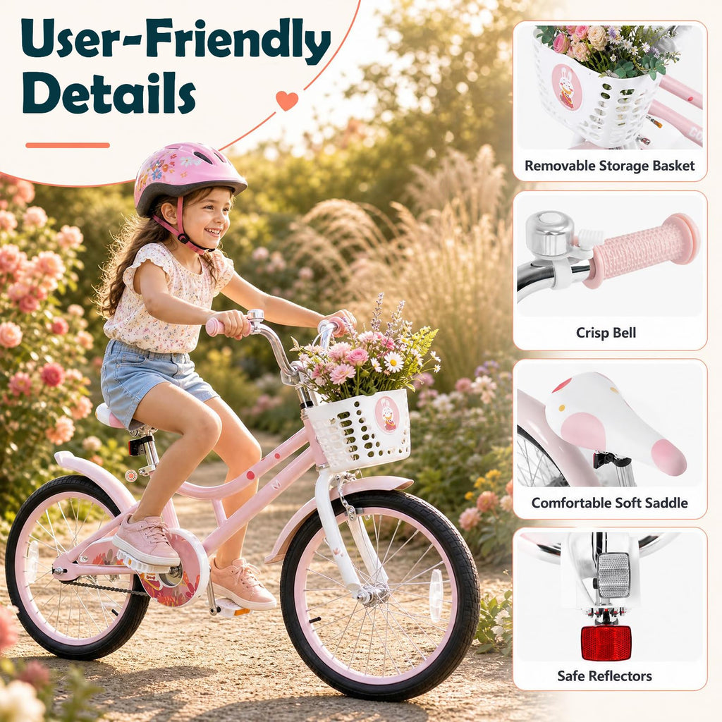 18 Inch Girls Bike with Basket U846230