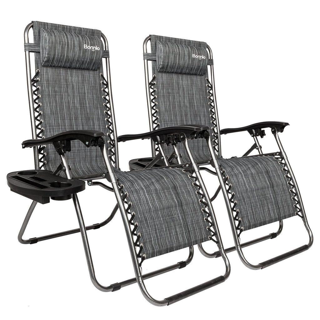 Zero Gravity Chair Set of 2 with Pillow and Cup Holder Y4820
