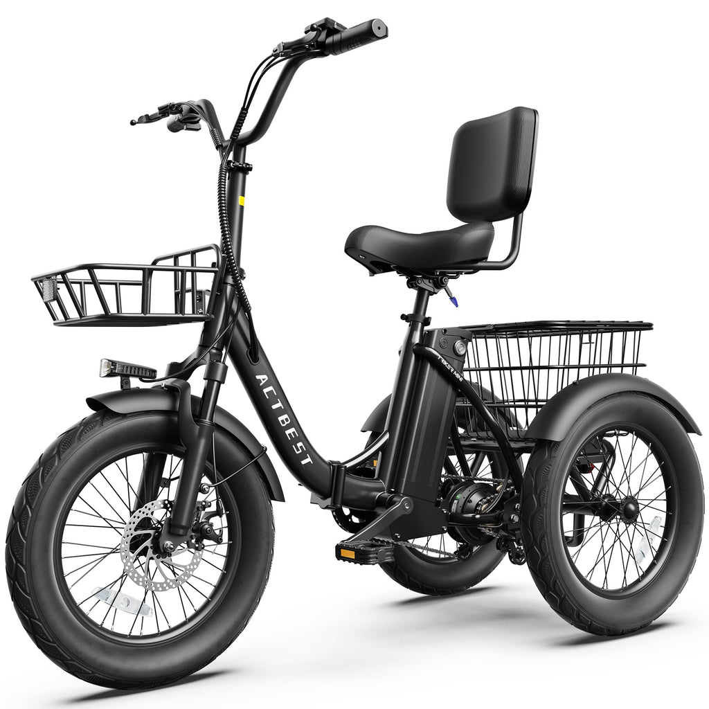 Electric Tricycle for Adults, 18"x3.0" Folding Step-Thru E Trike with 1200W Brushless Motor 48V 499.2Wh Removable Battery D439638