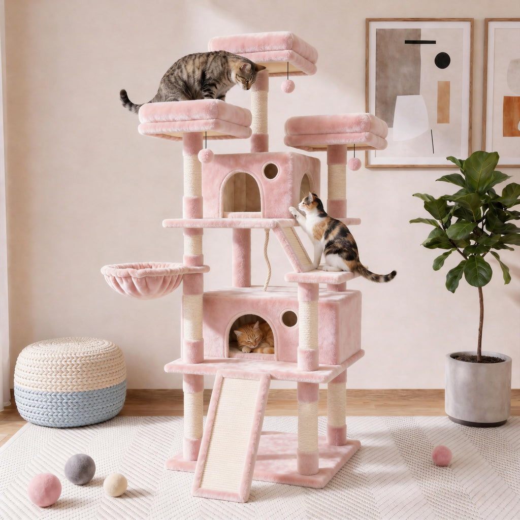 70 Inch Tall Multi-Level Cat Tree Tower with Scratching Posts, Hammock & Perches G2410