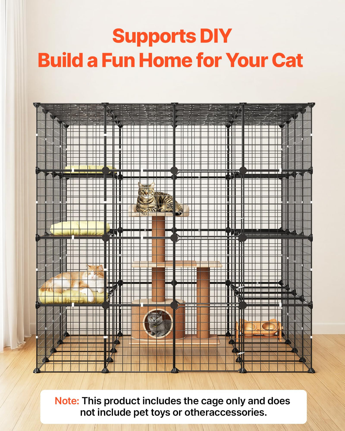 4-Tier Metal Wire Cat Cage with 3 Doors E5404