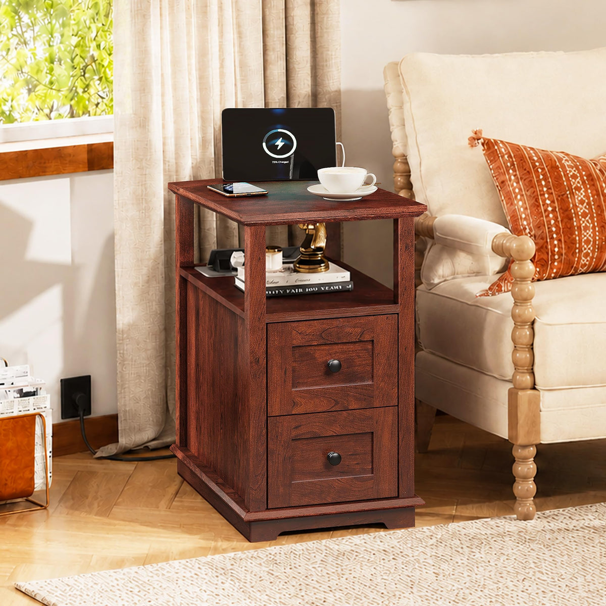 End Table with Charging Station & 2 Drawers J495492