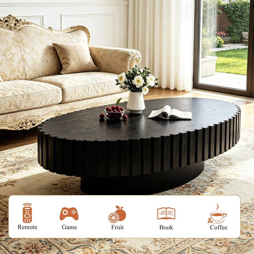 Oval Drum Coffee Table with Pedestal N1792
