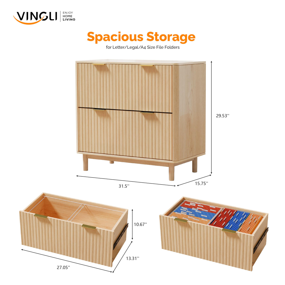 2 Drawer Wood File Cabinet N68802