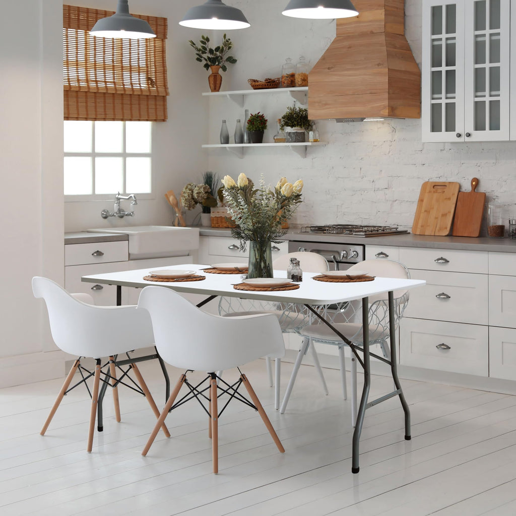 White 6FT Foldable Plastic Table L518916