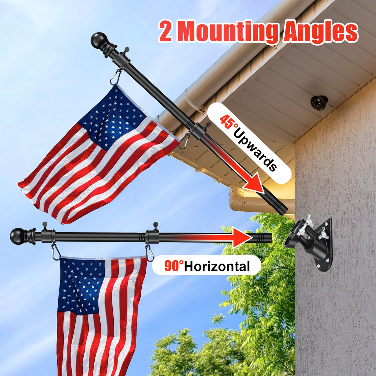 6FT Heavy Duty Tangle Free Flagpole Kit with 4x6FT Embroidered US Flag M46175