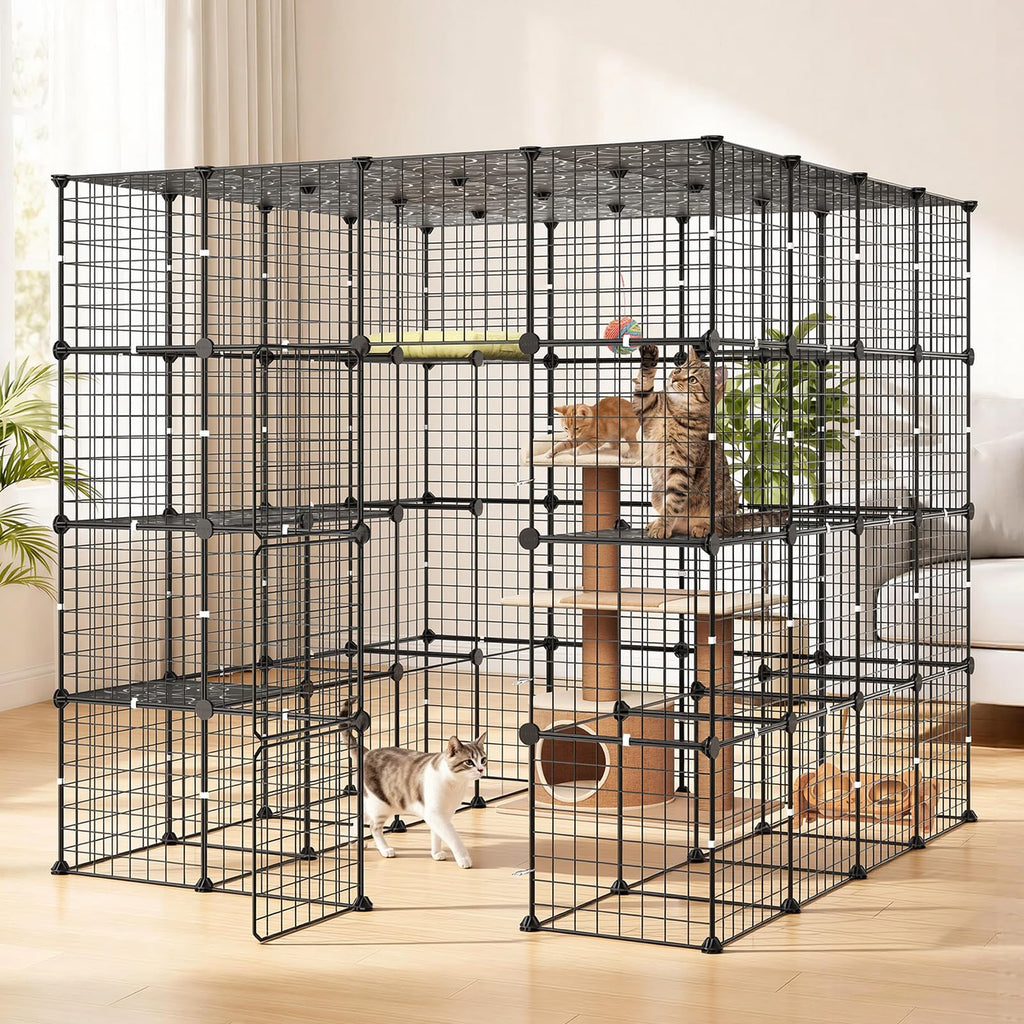 4-Tier Metal Wire Cat Cage with 3 Doors E5404