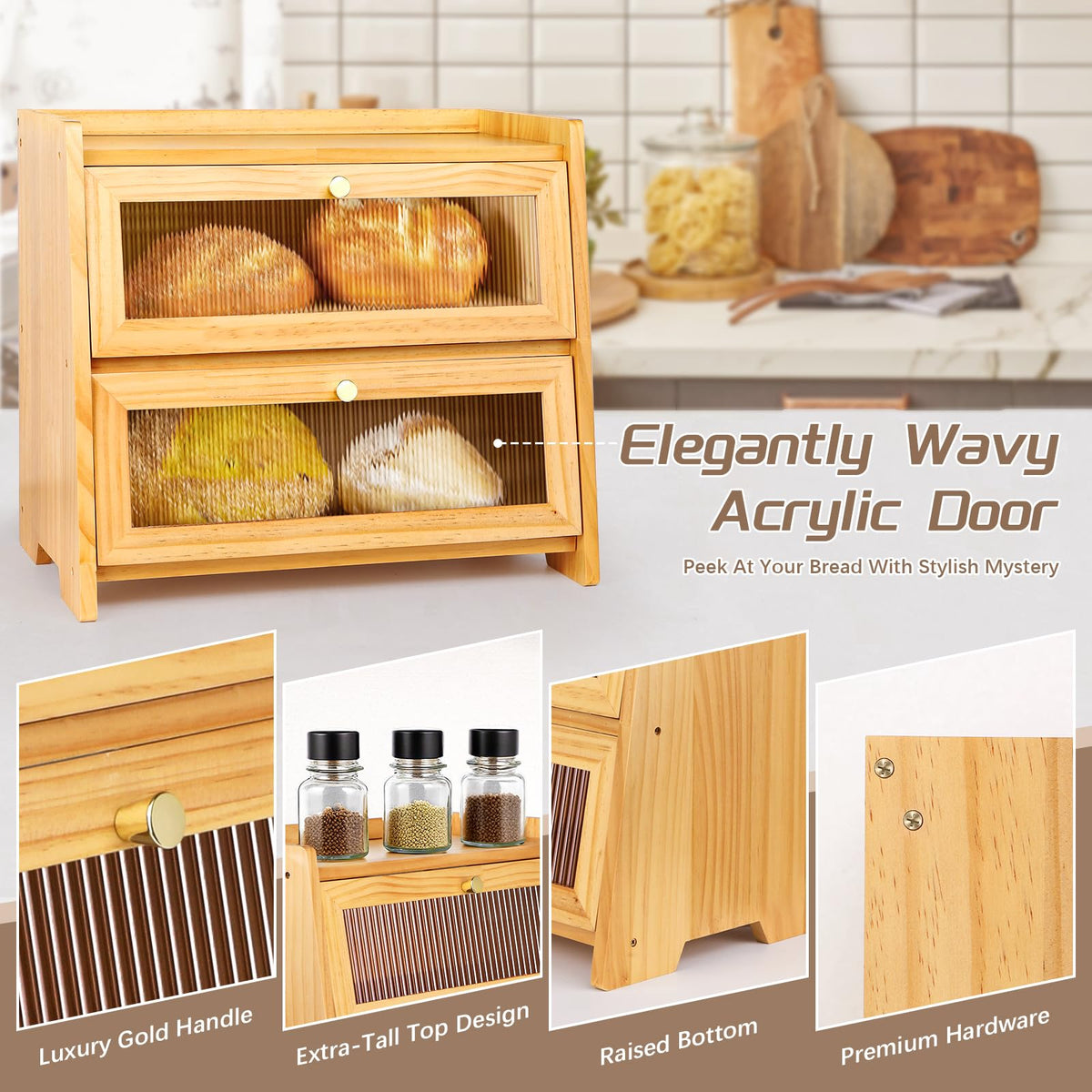Wooden Bread Box A8374