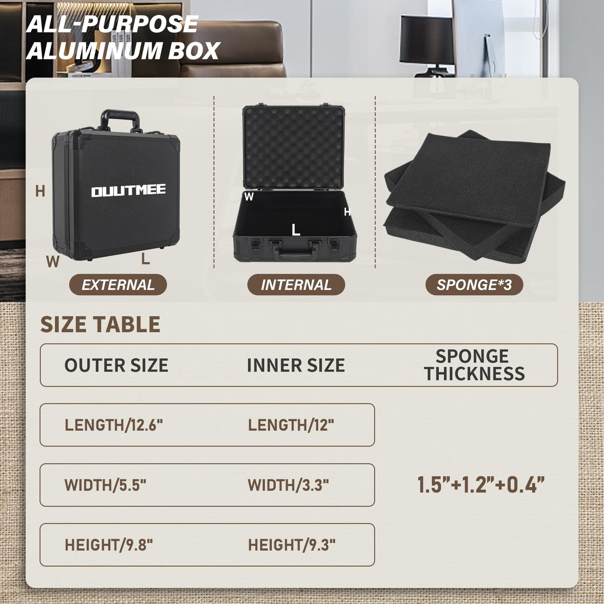 12 Inch Hard Shell Carrying Case with Pre-Diced Foam N206
