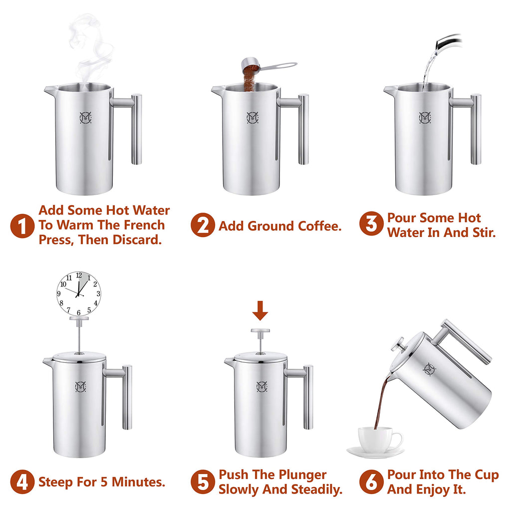 Single Serve Stainless Steel Thermal French Press T6644