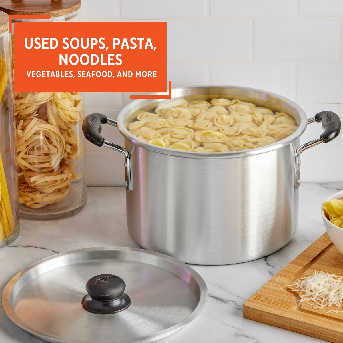 Silver 8 Quart Aluminum Stock Pot with Lid Z6965