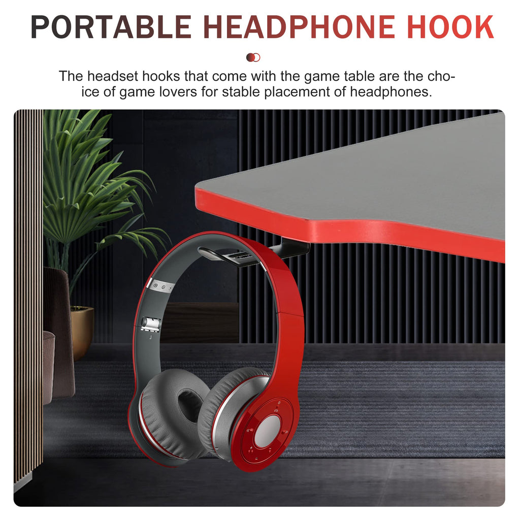 47 Inch Z Shaped Gaming Desk with Headphone Hook Y2812