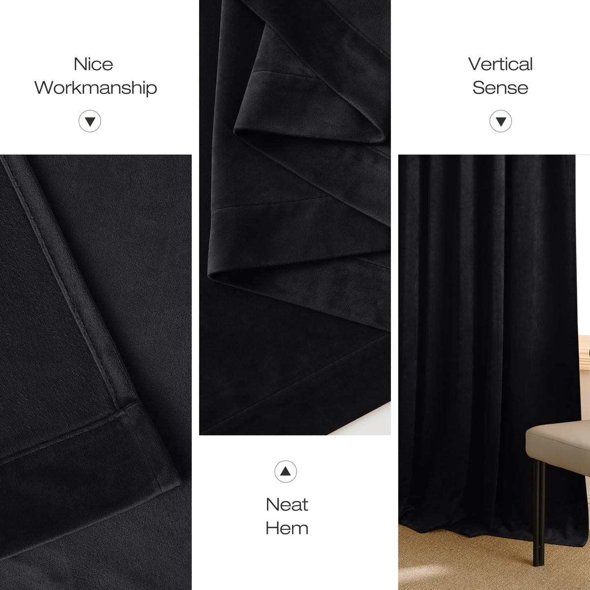 Black Out Velvet Curtains 108 inches Long Q411339