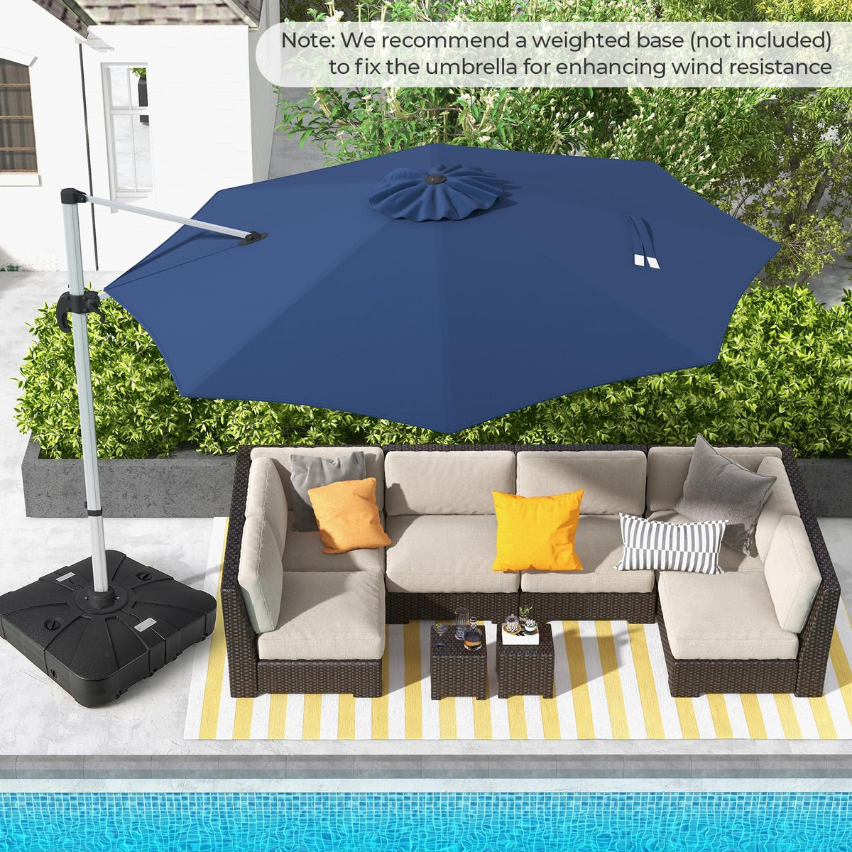 11 FT Cantilever Patio Umbrella with 360° Rotation P1921