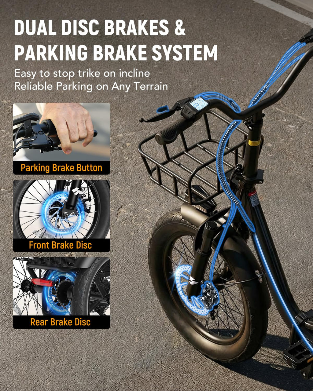 Electric Tricycle for Adults, 18"x3.0" Folding Step-Thru E Trike with 1200W Brushless Motor 48V 499.2Wh Removable Battery D439638